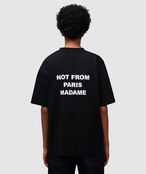 Drôle De Monsieur Black Crewneck T-shirt With Slogan Print On The Front And Back In Black