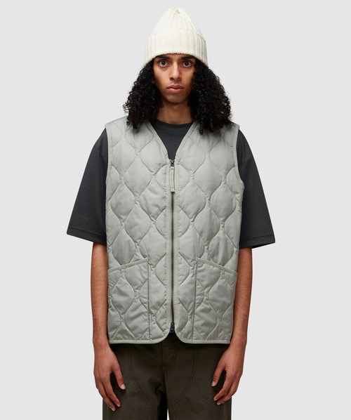 Taion Military V-neck Down Gilet Vest In D.sage Green