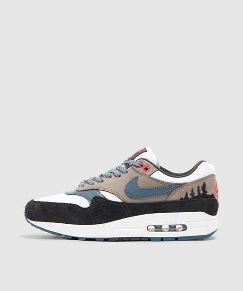 Nike Air Max 1 Premium In White/slate Blue-black-soft Grey