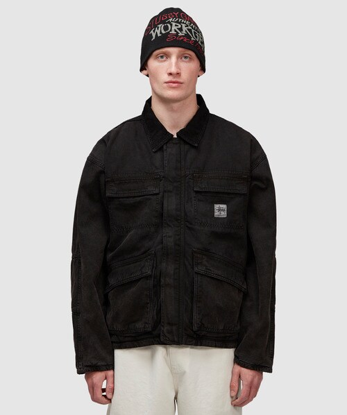 Stussy Washed Canvas Shop Jacket In Black