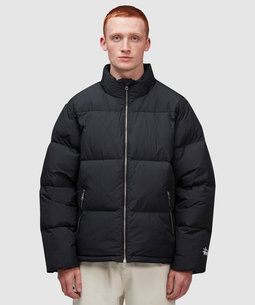 Shop Stussy Nylon Down Puffer Jacket In Black