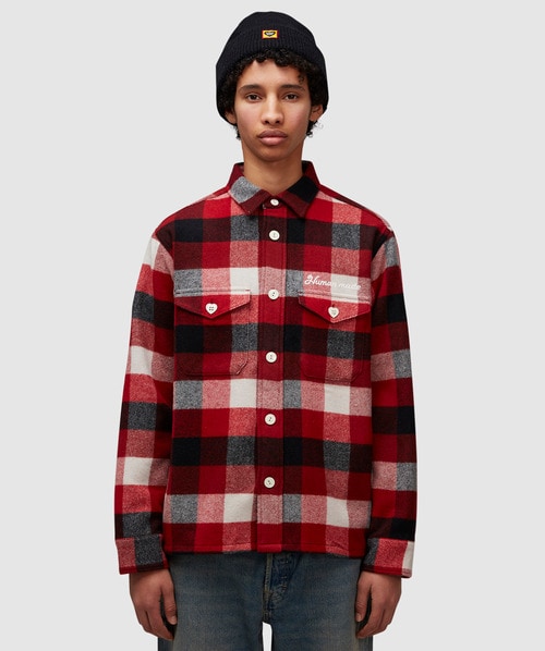 Human Made Wool Beaverblock Check Shirt In Red