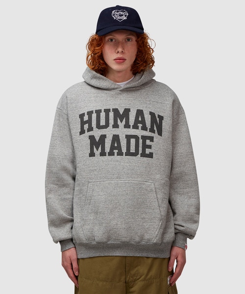 Shop Human Made Logo Printed Hoodie In Grey