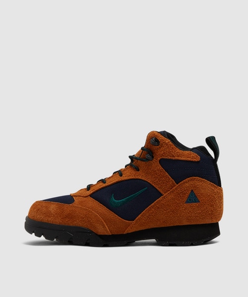 Nike Acg Torre Mid Canvas And Suede Hiking Boots In Burnt Sienna/dk Atomic Teal-midnight Navy-black