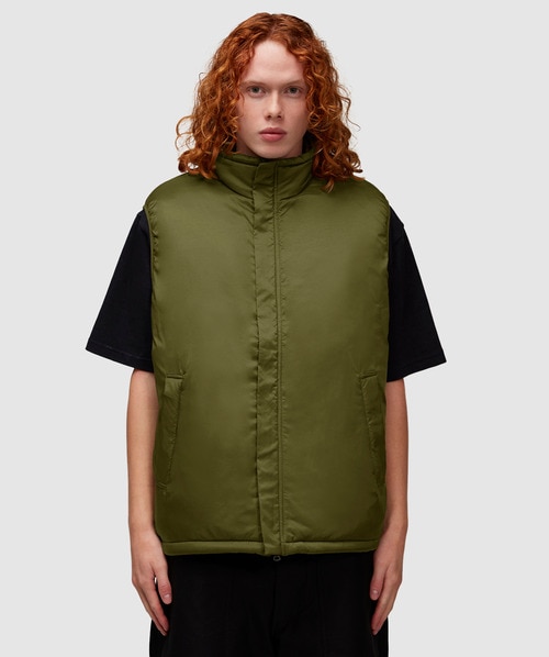 Beams Puffer Gilet Vest In Olive