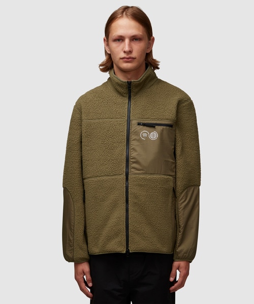 Purple Mountain Observatory Borg Zip Through Fleece Jacket In Burnt Olive