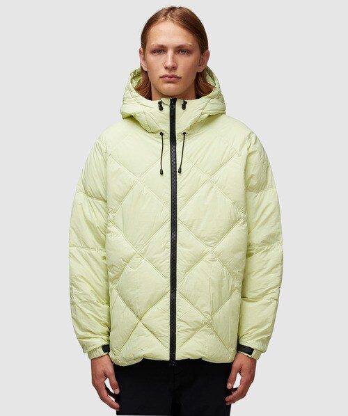 Purple Mountain Observatory High Neck Fjord Puffa Jacket In Lime Cream