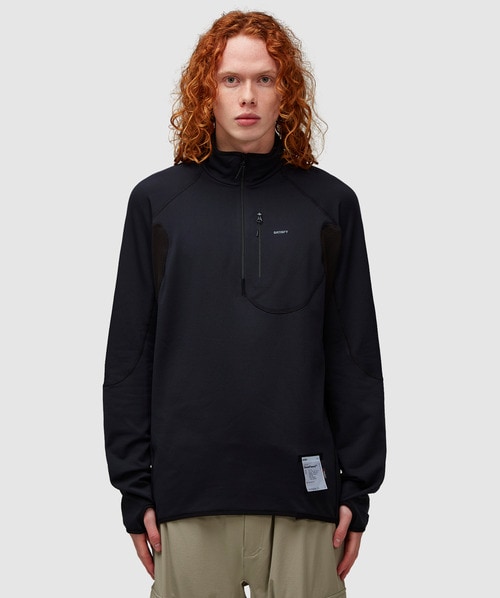 Satisfy Fuzzfleece Logo Half-zip Sweatshirt In Black