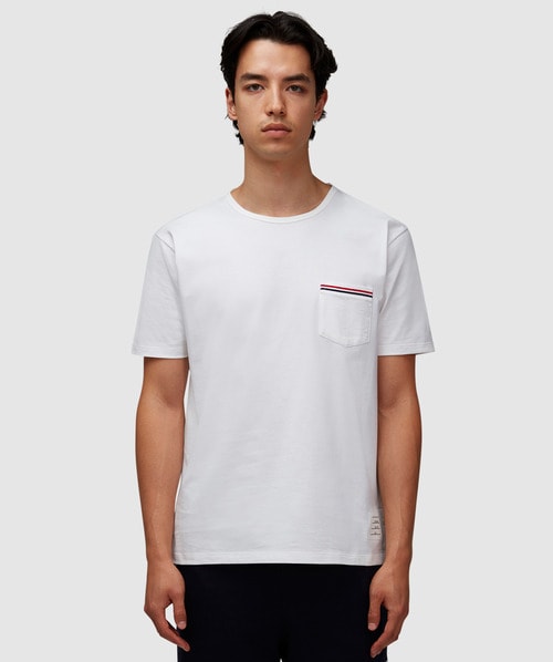 Shop Thom Browne Rwb Pocket T-shirt In White