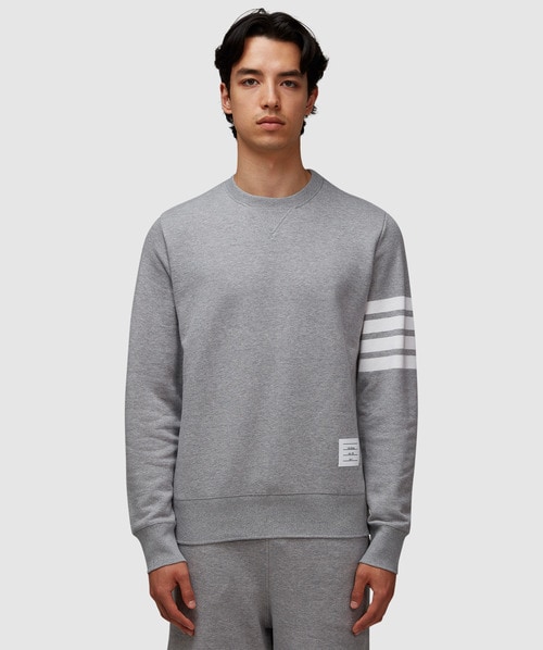 Light Grey Terry Stitch Argyle Jacquard 4-Bar Crew Neck Pullover