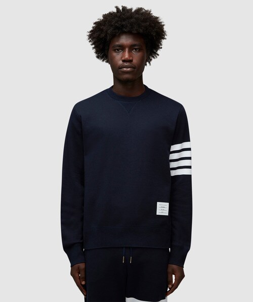 Thom Browne Classic Sweatshirt In Classic Loopback With Engineered 4 Bar Clothing In Navy