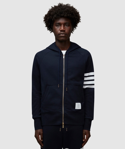 Thom Browne Classic Loopback Engineered 4-bar Full Zip Hoodie In Navy