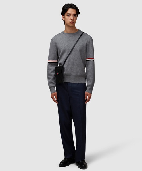 THOM BROWNE ネイビー 背面パッチワーク スウェット チェック柄パッチワークスウェット｜メンズファッション通販