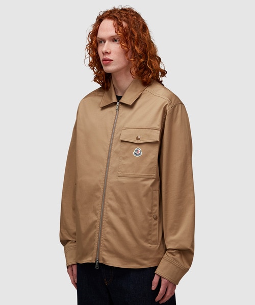 Moncler Canvas zipped overshirt | BROWN | SEVENSTORE