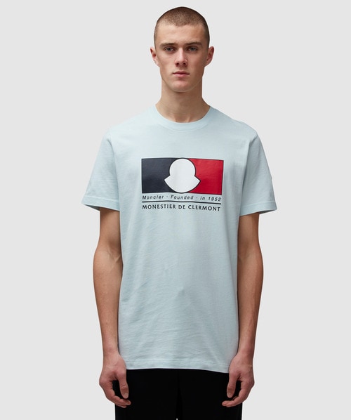 Moncler Box Logo Cotton T Shirt In Sky Blue