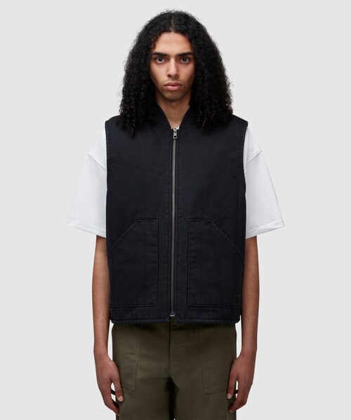 Shop Nike Life Padded Work Gilet Vest In Black/(black)