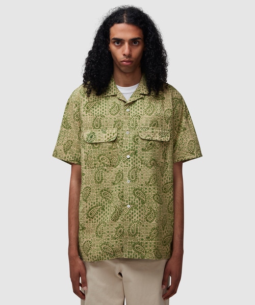 Beams Open Collar Block Print In Paisley