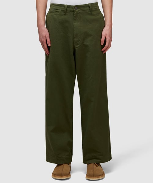 Beams Mil Herringbone Trouser In Olive