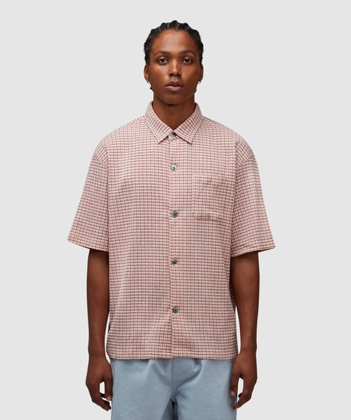 Stussy Wrinkly Gingham Short Sleeve Shirt In Dusty Rose | ModeSens