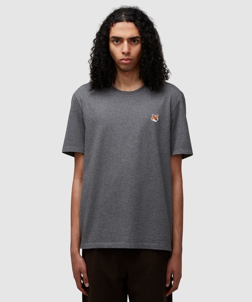 Maison Kitsuné Fox Head Patch Classic T-shirt In Dark Grey Melange