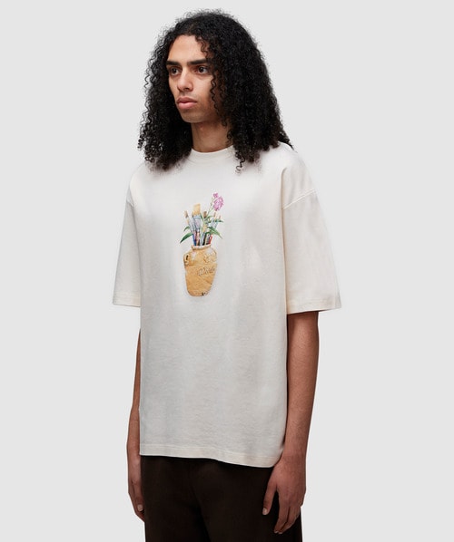 Tシャツ・カットソー DROLE DE MONSIEUR Men T Shirts TS226CO002CM Beige Mastic Cotton Slogan T-Shirt