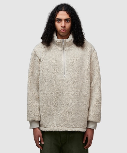 Mki Miyuki Zoku Mki Miyuki-zoku Mens Off White Funnel-neck Relaxed-fit Fleece Sweatshirt