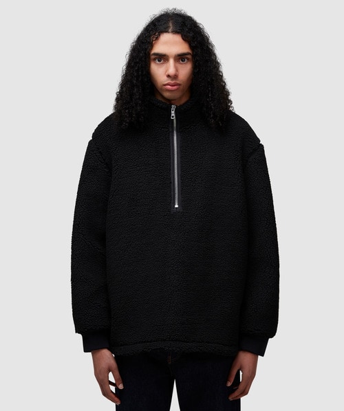 Mki Miyuki Zoku Shearling Quarter Zip Fleece In Black