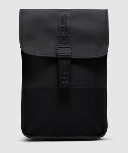 Rains Logo-engraved Foldover-top Backpack In Black