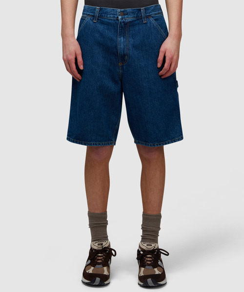 Shop Carhartt Single Knee Denim Short In Blue Stone Washed