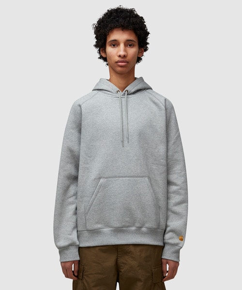 Shop Carhartt Chase Hoodie In Grey Heather / Gold