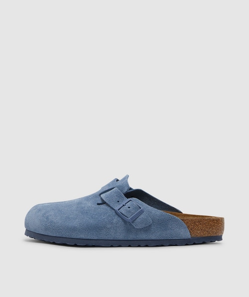 Birkenstock Men's Boston Soft Footbed Suede Leather Clogs From Finish Line In Elemental Blue