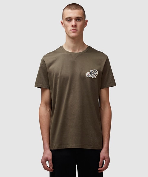 Shop Moncler Double Badge T-shirt In Olive