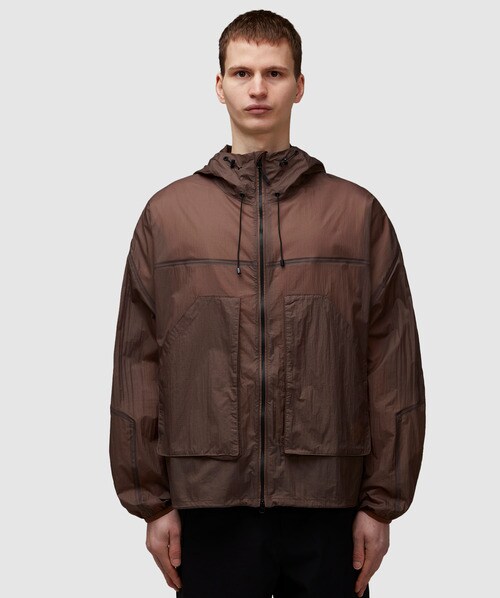 Purple Mountain Observatory Fishtail Ripstop Hooded Jacket In Brown