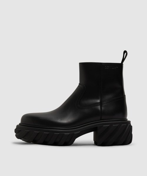 Off White C/o Virgil Abloh Exploration Motor Ankle Boot In Black Blac