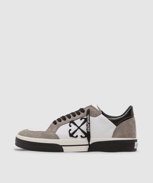 Off White C/o Virgil Abloh Low Vulc Suede Canvas Sneaker In White Blac