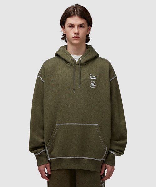 Shop Converse X Patta Gold Standard Hoodie In Utility Green Heather