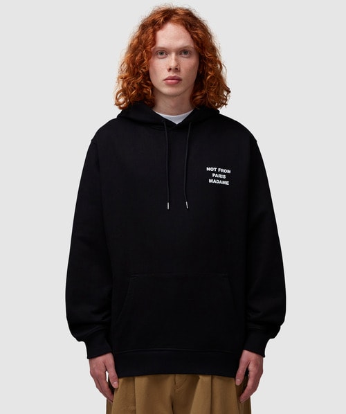 【DROLE DE MONSIEUR】 Drole Fleuri Le Hoodie Black Le Hoodie Slogan à Fleurs