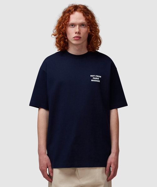 Tシャツ・カットソー DROLE DE MONSIEUR T-SHIRT IN COTONE (TS203 CO002DARKGREEN) Dark Green Cotton Slogan T-Shirt