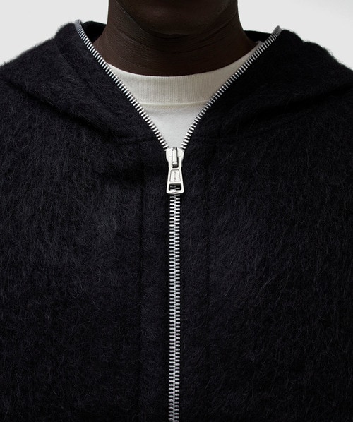 Our Legacy Hairy wool zip hoodie | BLACK | SEVENSTORE