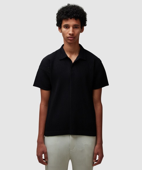 Homme Plissé Issey Miyake Basic pleats polo shirt | BLACK | SEVENSTORE