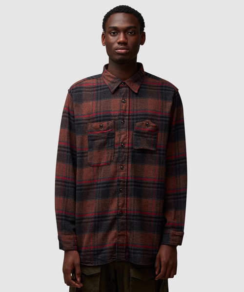 Engineered Garments Work shirt | ORANGE/RED COTTON PLAID