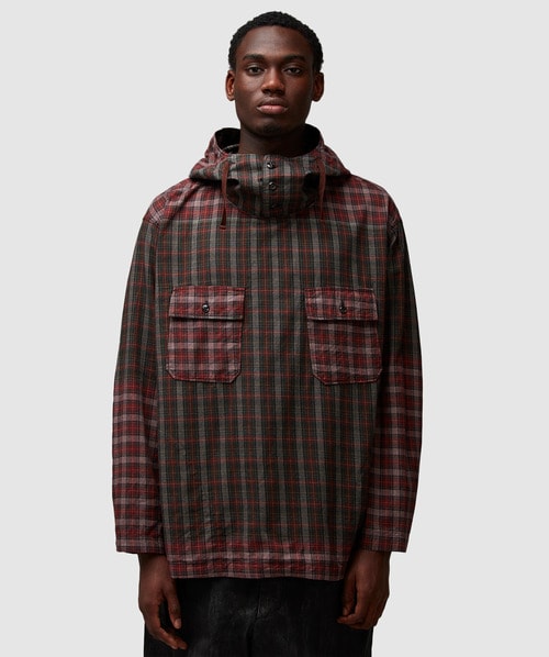 Engineered Garments Cagoule shirt | OLIVE/RED COTTON SMOKY Engineered Garments Cagoule shirt | OLIVE/RED COTTON SMOKY