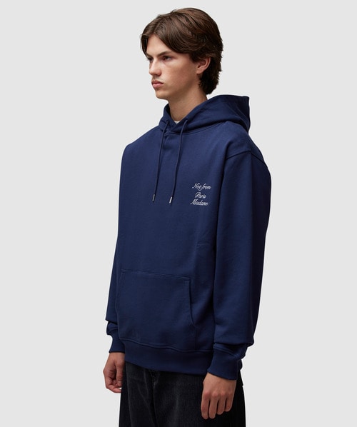 パーカー・フーディ DROLE DE MONSIEUR Blue Hoodie with Logo in Cotton Man Blue Cotton Slogan Hoodie