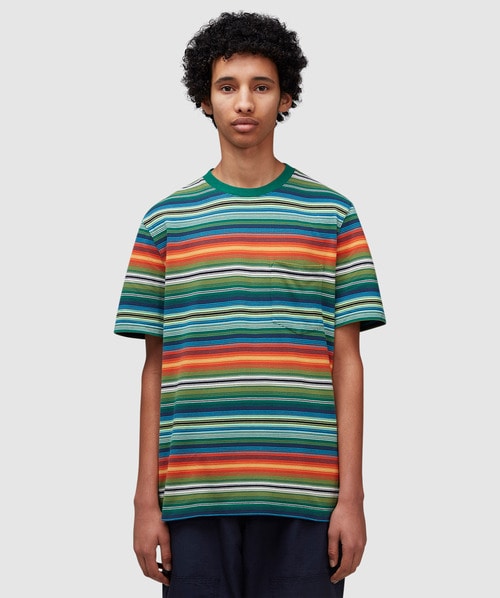 Shop Noah Striped Pocket T-shirt In Green