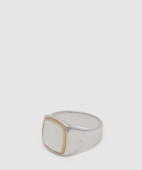 Tom Wood Cushion green marble ring | SILVER | SEVENSTORE