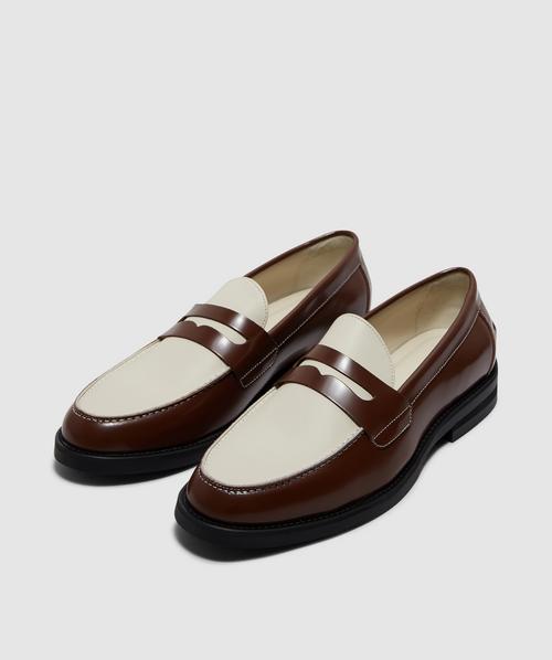 Duke Dexter White And Brown Loafers Duke Dexter Wilde Penny Loafer