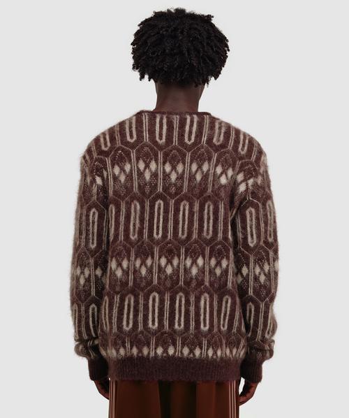 Needles Mohair cardgian | GEOMETRIC - BURGUNDY | SEVENSTORE