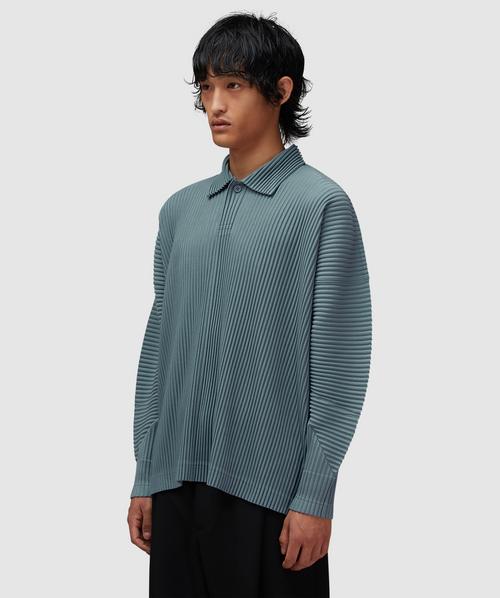 Homme Plissé Issey Miyake MC August pleats polo shirt | SLATE BLUE