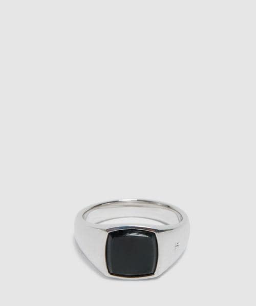 Tom Wood Cushion black larvikite ring | BLACK | SEVENSTORE