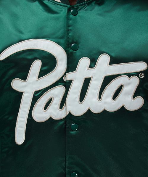 Patta Script logo satin varsity jacket GREEN SEVENSTORE